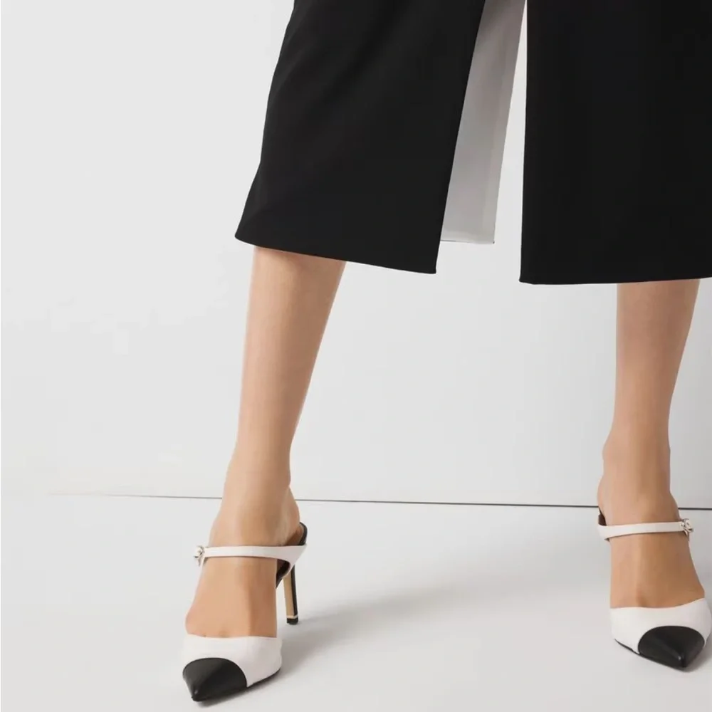 White House Black Market Black Midi Dress with Front Slit - Picture 2 of 7
